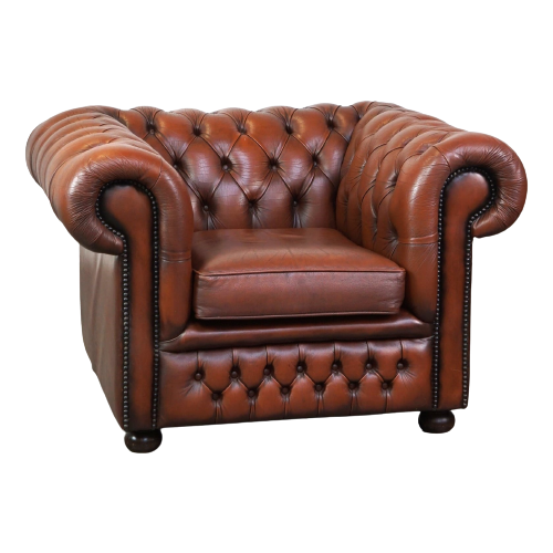 Comfortabele Engelse Bruine Chesterfield Clubfauteuil Van Rundleer