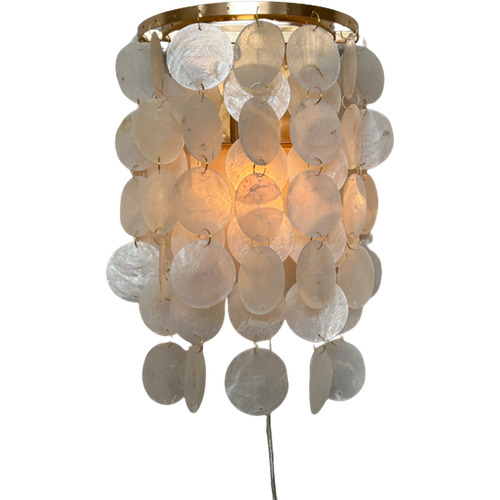 Capiz Schelpen Wandlamp Lamp Goud Frame Opaline Schelpen