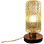 Mid-century Bedlamp Van Teak, Messing En Glas thumbnail 1