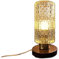 Mid-century Bedlamp Van Teak, Messing En Glas