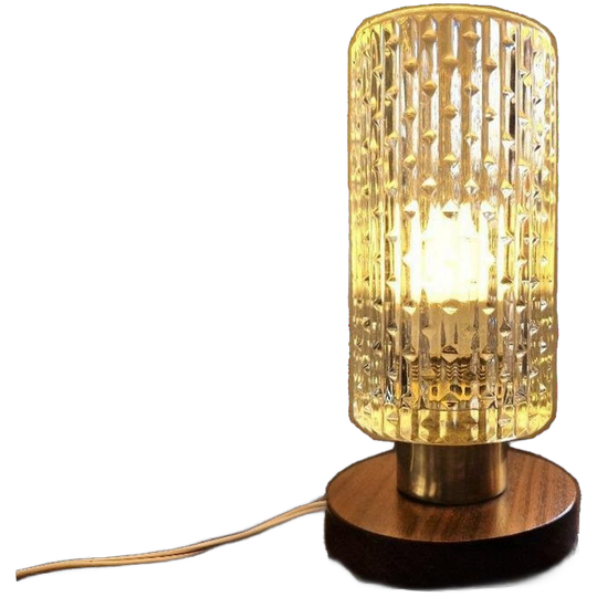Mid-century Bedlamp Van Teak, Messing En Glas 1