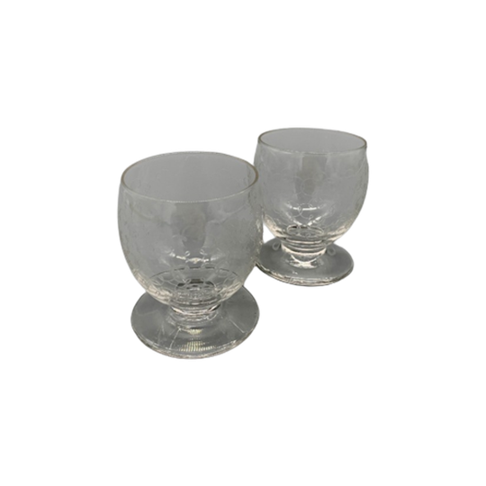 Set Antieke Gegraveerde Voetglaasjes 2 Stuks 1