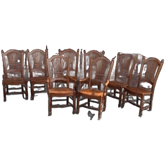 Set Van 8 Provençaalse Stoelen – Eind 20e Eeuw – Met Korenaar In Rugleuning 1