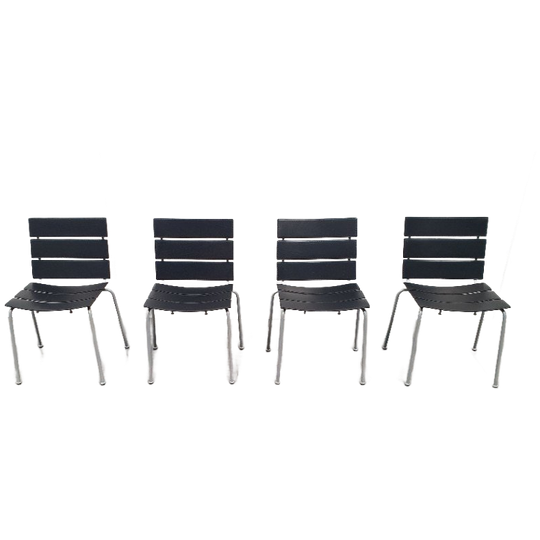 Giancarlo Vegni Fasem Italy Stripe Zadelleer Stoelen Vintage Design 1