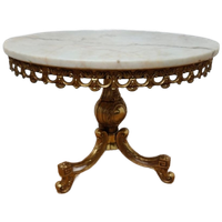 Vintage Messing Hollywood Regency Salontafel Koffietafel Met Marmer Blad