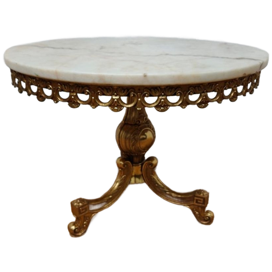Vintage Messing Hollywood Regency Salontafel Koffietafel Met Marmer Blad 1