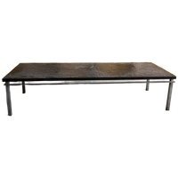 Vintage Brutalist Salontafel Leistenen Blad