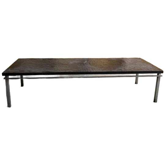 Vintage Brutalist Salontafel Leistenen Blad 1