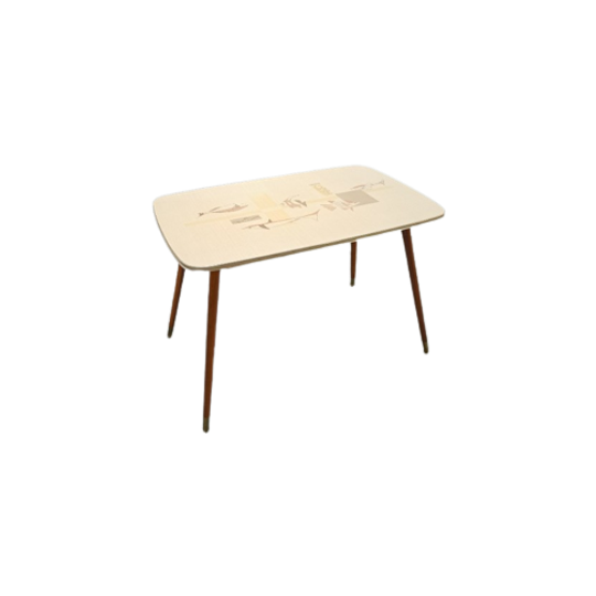 Formica Salontafel Met Messing Poten En Vissen, Coffee Table 1