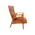 Vintage Bruine Fauteuil Skai Armchair Brown thumbnail 1