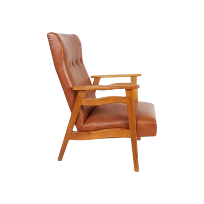 Vintage Bruine Fauteuil Skai Armchair Brown