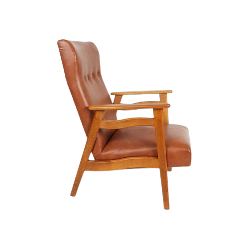 Vintage Bruine Fauteuil Skai Armchair Brown