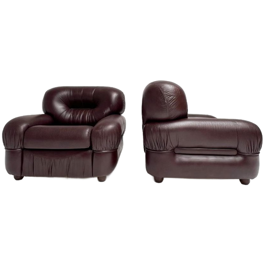 Italiaanse Lederen Fauteuil In De Stijl Van Sapporo, 1970's 1