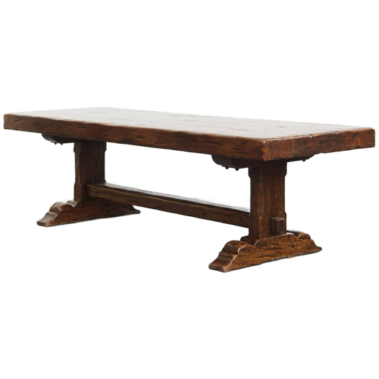 Zeer Zware, Grote En Robuuste Antieke Franse Kloostertafel Uit Begin 1900 Van Massief Eikenhout 1
