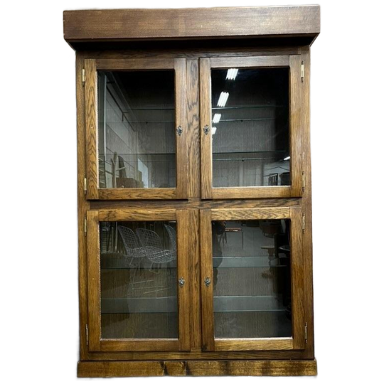 Vintage Stoere Houten Vitrinekast / Kast 1