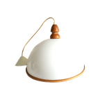 Vintage Steinhauer Hanglamp Wit Kunststof Met Houten Rand, Jaren '70/'80 thumbnail 1