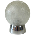 2x Vintage Tafellamp Bol Craqueléglas, Chromen Voet Doria thumbnail 1
