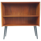 Vintage Deens Boekenkastje | Klein Kastje Teak Zwarte Pootje thumbnail 1