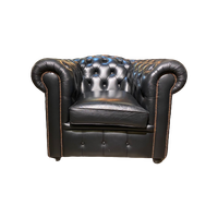 Engelse Salvale Chesterfield Clubfauteuil Zwart Leder