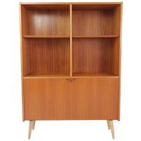 Vintage Deense Boekenkast Met Klep Teak Fineer