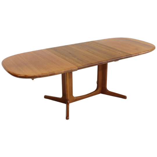 Vintage Glostrup Deense Ovalen Uitschuifbare Eettafel Tafel Massief Teak 1