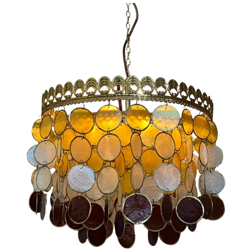Vintage Schelpen Retro Kleuren Hanglamp Capiz Lamp Kroonluchter
