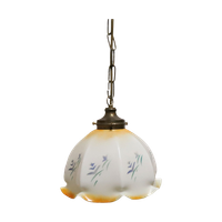 Art Deco Opaline Glazen Hanglamp, Frankrijk '30