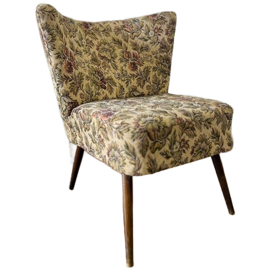 Vintage Gebloemde Cocktailstoel / Fauteuil / Eenzit 1