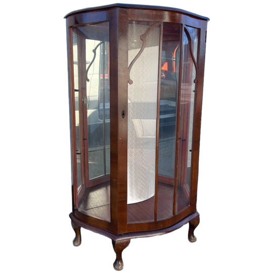 Vintage Engels Mahonie Vitrinekast Met 2 Glasplaten, 74 Cm Breed 1