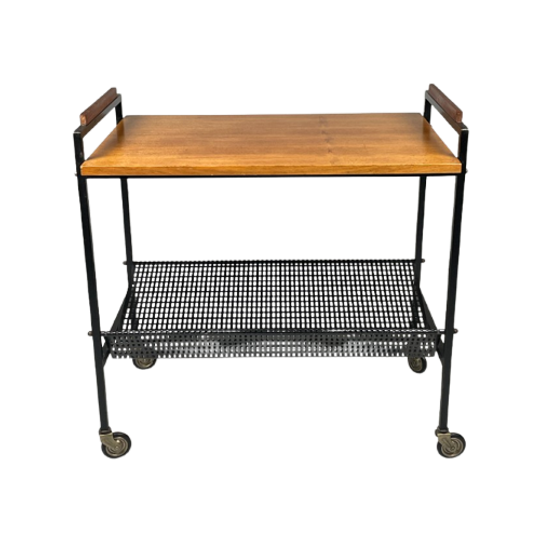Vintage Trolley/bijzettafel Met Lectuurbak, 1970's Nederland 1