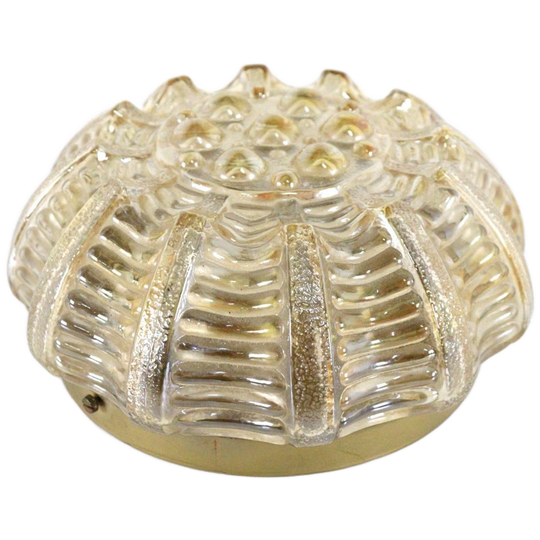 Amberkleurige Plafondlamp Plafonnière Vintage Lamp 1