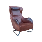 'Joly' Design Leren Fauteuil, Wittmann. Cognac thumbnail 1