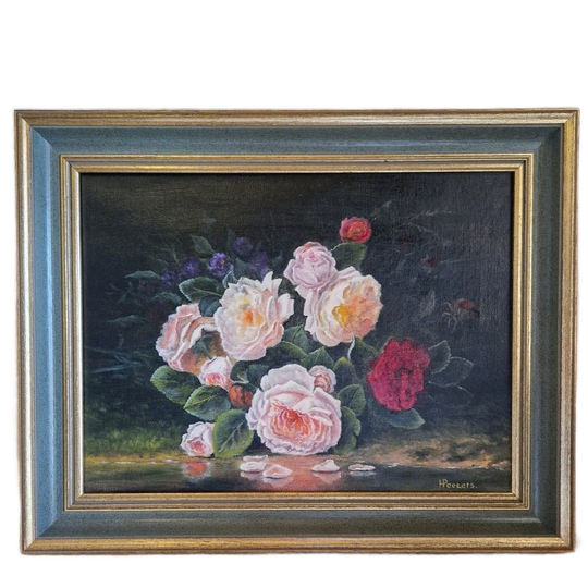 Vintage Schilderij Bloemen Schilderij Rozenh Peeters 1
