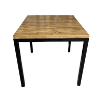 Tafel Vierkant, Oude Wagonplanken, Zwart Metalen Onderstel