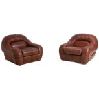 Mid Century Set Van 2 Leren ‘capriccio’ Lounge Fauteuils Door George Bighinello thumbnail 1