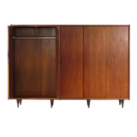 Xl Vintage Mid Century Modern 5-door Scandinavian Wardrobe In Teak, 1960s