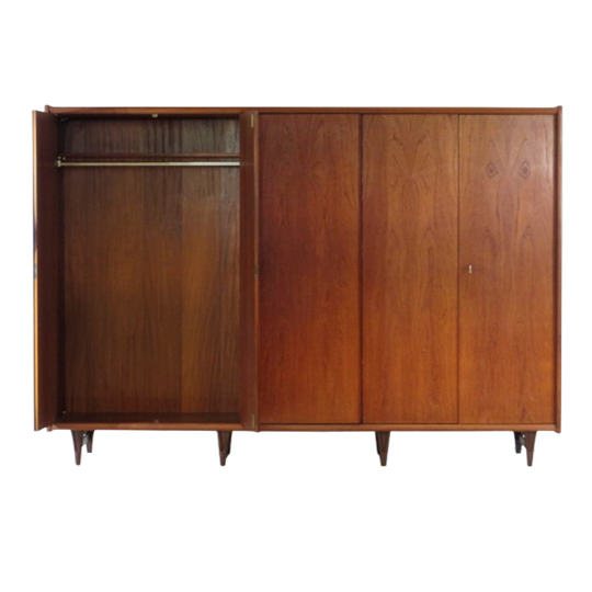 Xl Vintage Mid Century Modern 5-door Scandinavian Wardrobe In Teak, 1960s 1