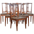 Unieke En Karaktervolle Set Van 6 Originele Antieke Hollandse Leren Eetkamerstoelen thumbnail 1