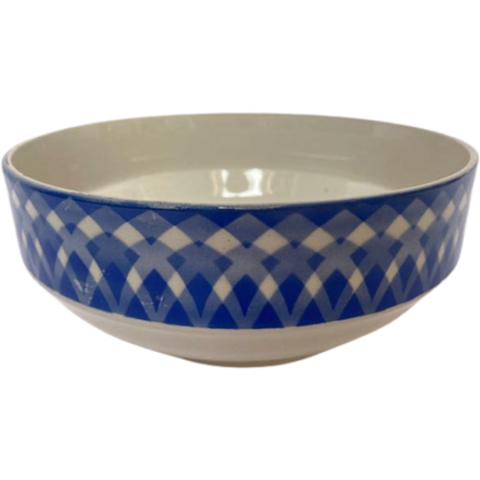 Brocante Schaal, Sarreguemines,frans Blauw WIT Aardewerk- Reliving 1
