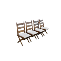 Eiken Stoelen Met Crème Zitting Set Van 4