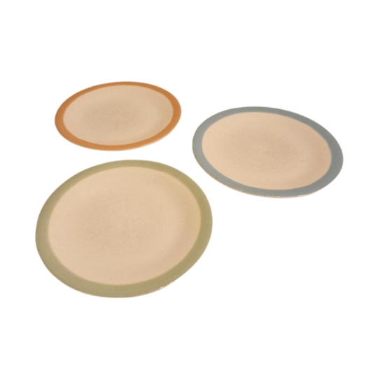 3 Pastel Boterham Bordjes Boch Belgium 1