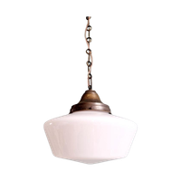 Grote Art Deco Hanglamp, Conisch Wit Opaline, 1920-30