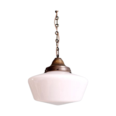 Grote Art Deco Hanglamp, Conisch Wit Opaline, 1920-30