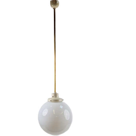 Vintage Bol Hanglamp Schoollamp Koper Stang Art Deco ‘50 1