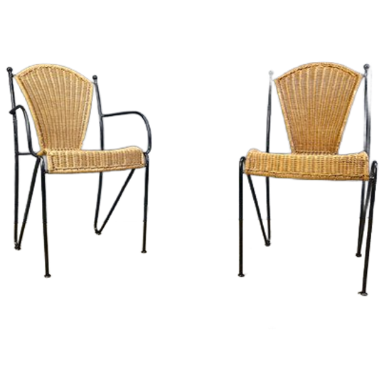 Wicker Chairs By Frederick Weinberg, 1960s, Set Of 6 1