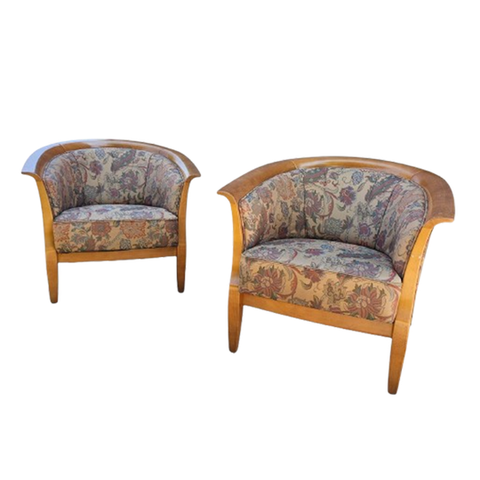 2 X Armchair / Club Chair / Floral Fabric / 1980s 1