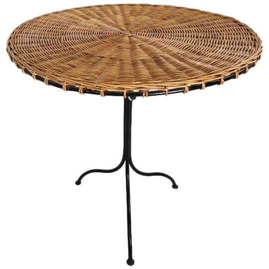 Rotan En Ijzeren Bijzettafel, Frankrijk 1970 1