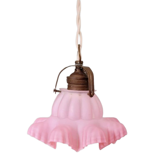 Hanglamp Van Roze Gesatineerd Glas, 1920-30s 1