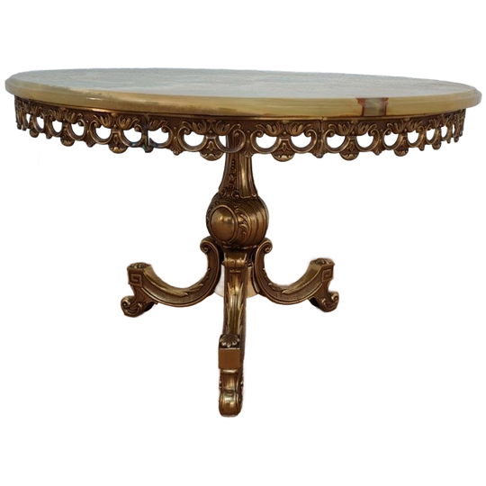 Vintage Ronde Regency Salontafel Koffietafel Marmer Blad En Messing Onderstel 504 1