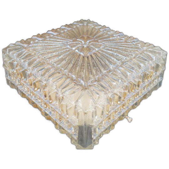 Vintage Amber Kleurige Glazen Plafonniere Plafondlamp 1